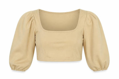 Womens UK Size L Stylewise Beige Cropped Blouse