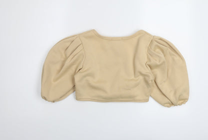 Womens UK Size L Stylewise Beige Cropped Blouse
