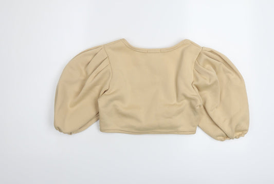 Womens UK Size L Stylewise Beige Cropped Blouse