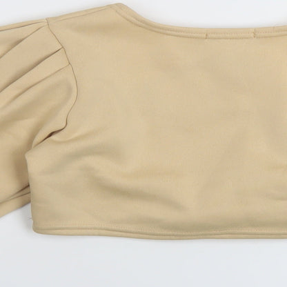 Womens UK Size L Stylewise Beige Cropped Blouse