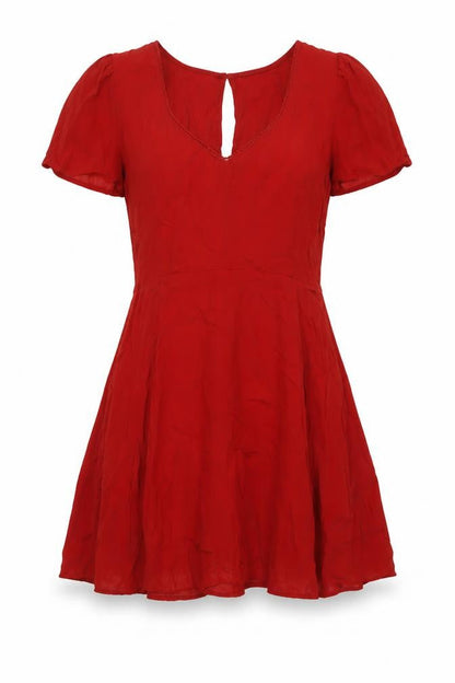 Miss Selfridge Womens Red Viscose A-Line Size 10 V-Neck Buckle