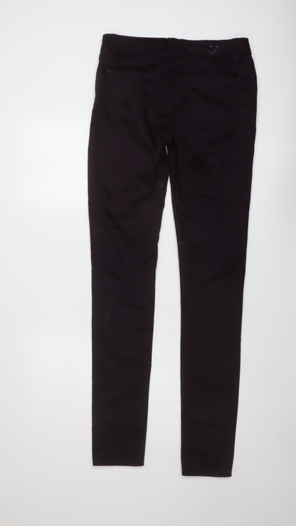 New Look Womens Purple Cotton Trousers Size 12 L35 in Regular Button