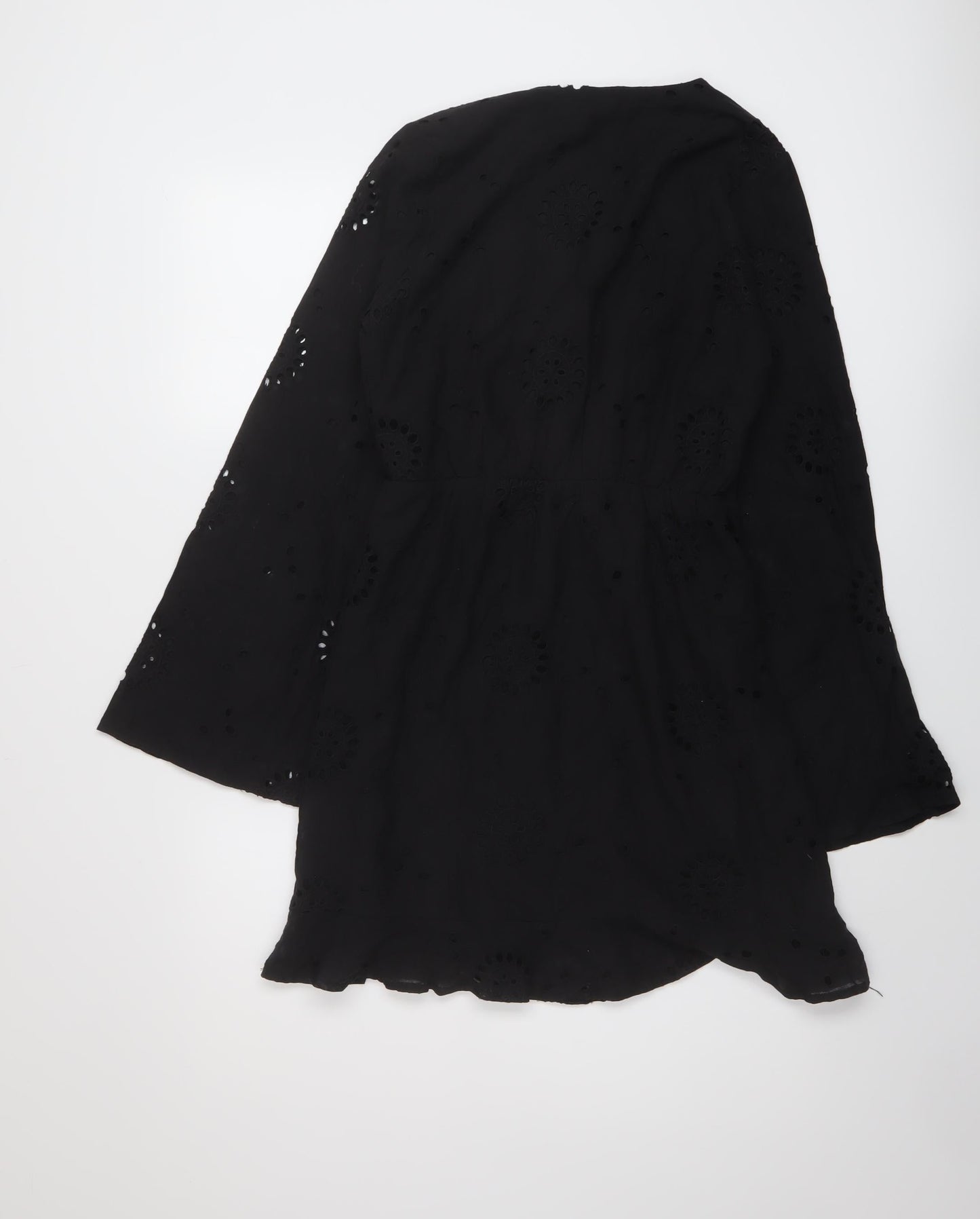 Missguided Womens Black Cotton A-Line Size 6 V-Neck Pullover