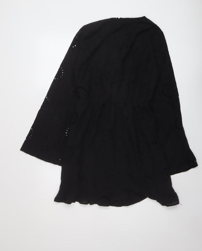 Missguided Womens Black Cotton A-Line Size 6 V-Neck Pullover