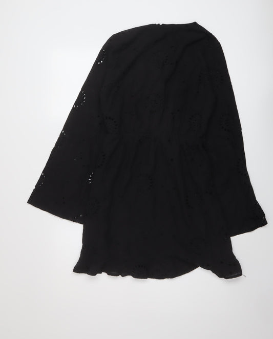 Missguided Womens Black Cotton A-Line Size 6 V-Neck Pullover