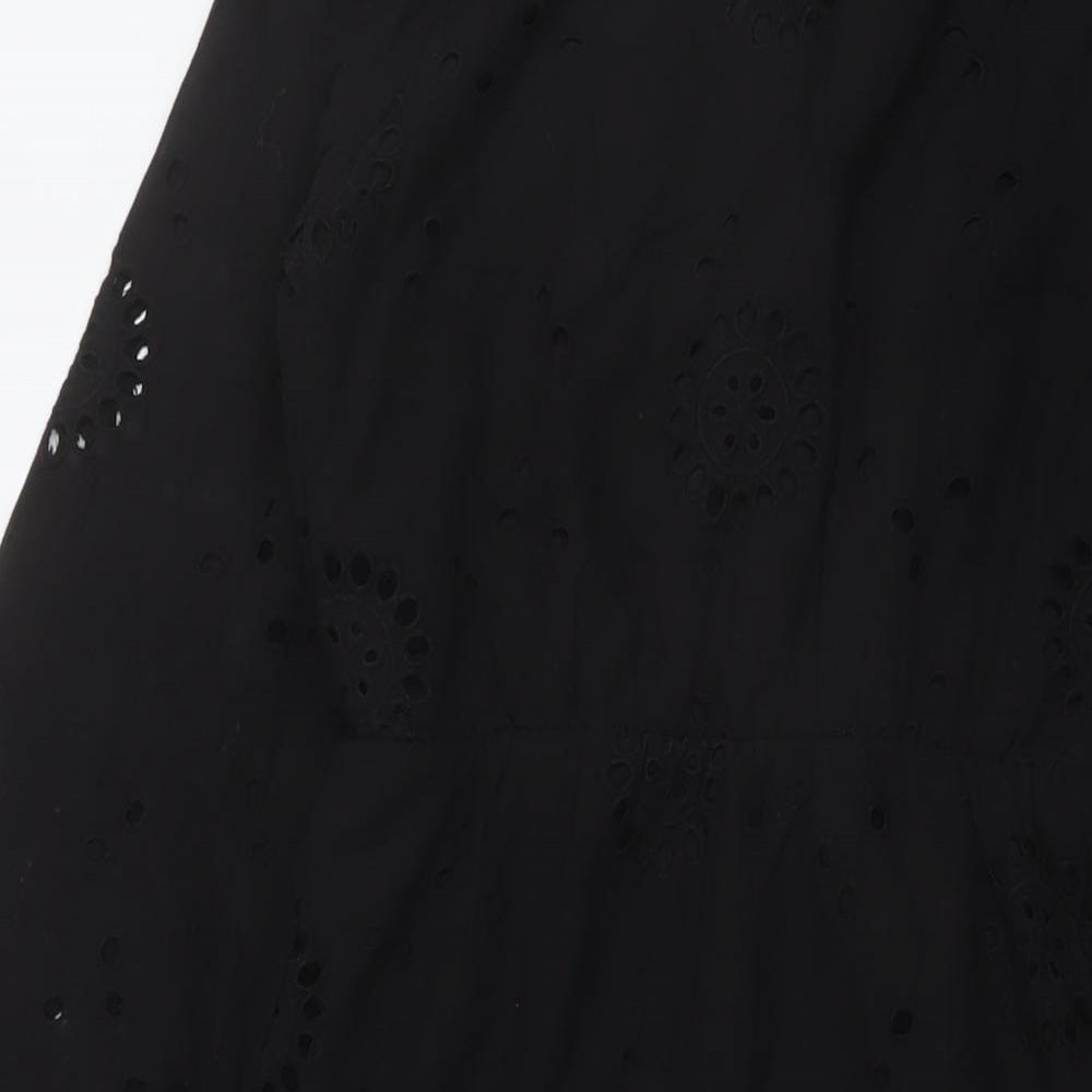 Missguided Womens Black Cotton A-Line Size 6 V-Neck Pullover