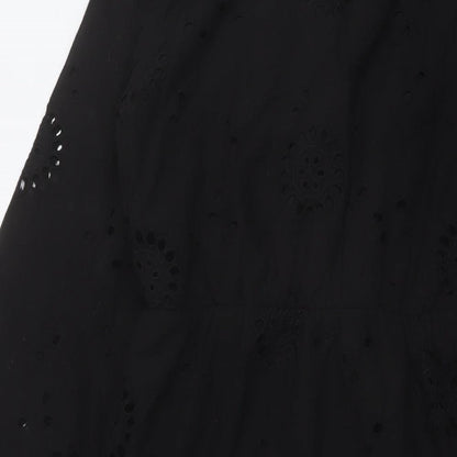 Missguided Womens Black Cotton A-Line Size 6 V-Neck Pullover