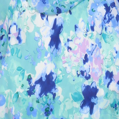 Emma Blake Womens Blue Floral Polyester A-Line Size 12 Cowl Neck Button