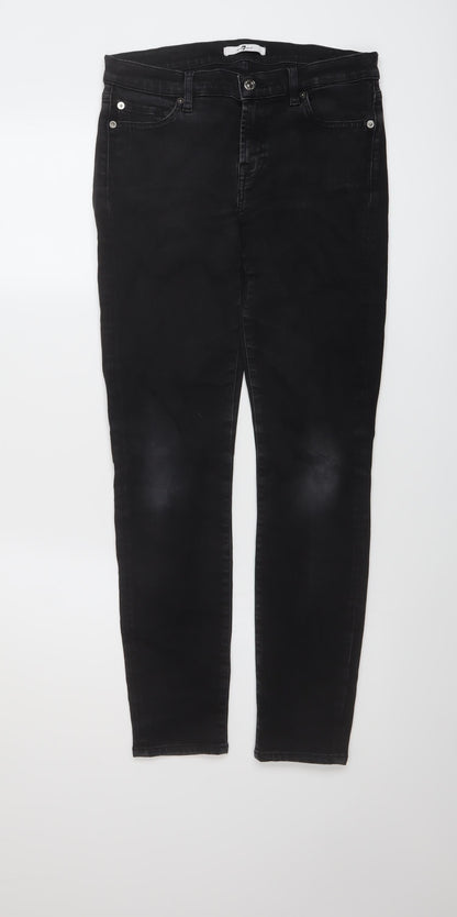 7 For All Mankind Womens Black Cotton Skinny Jeans Size 29 in L29 in Regular Button