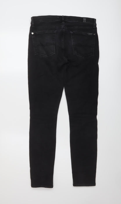 7 For All Mankind Womens Black Cotton Skinny Jeans Size 29 in L29 in Regular Button