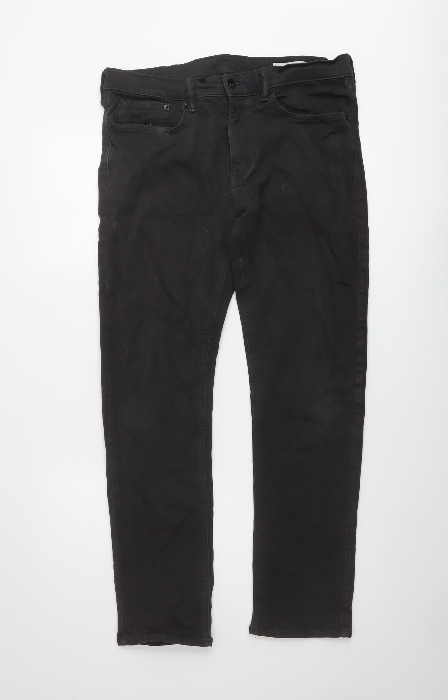 Marks and Spencer Mens Beige Cotton Straight Jeans Size 34 in L31 in Regular Button