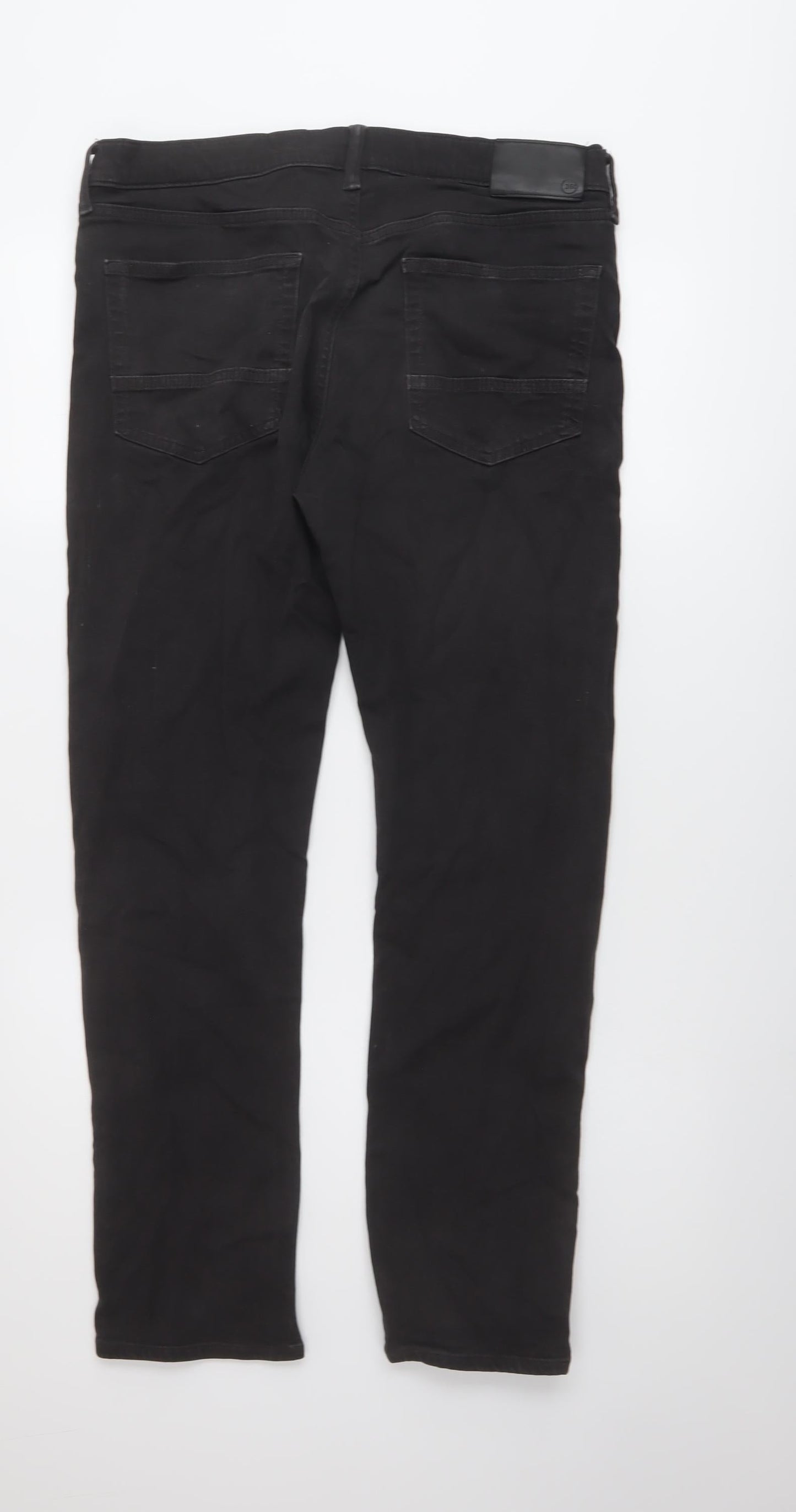 Marks and Spencer Mens Beige Cotton Straight Jeans Size 34 in L31 in Regular Button