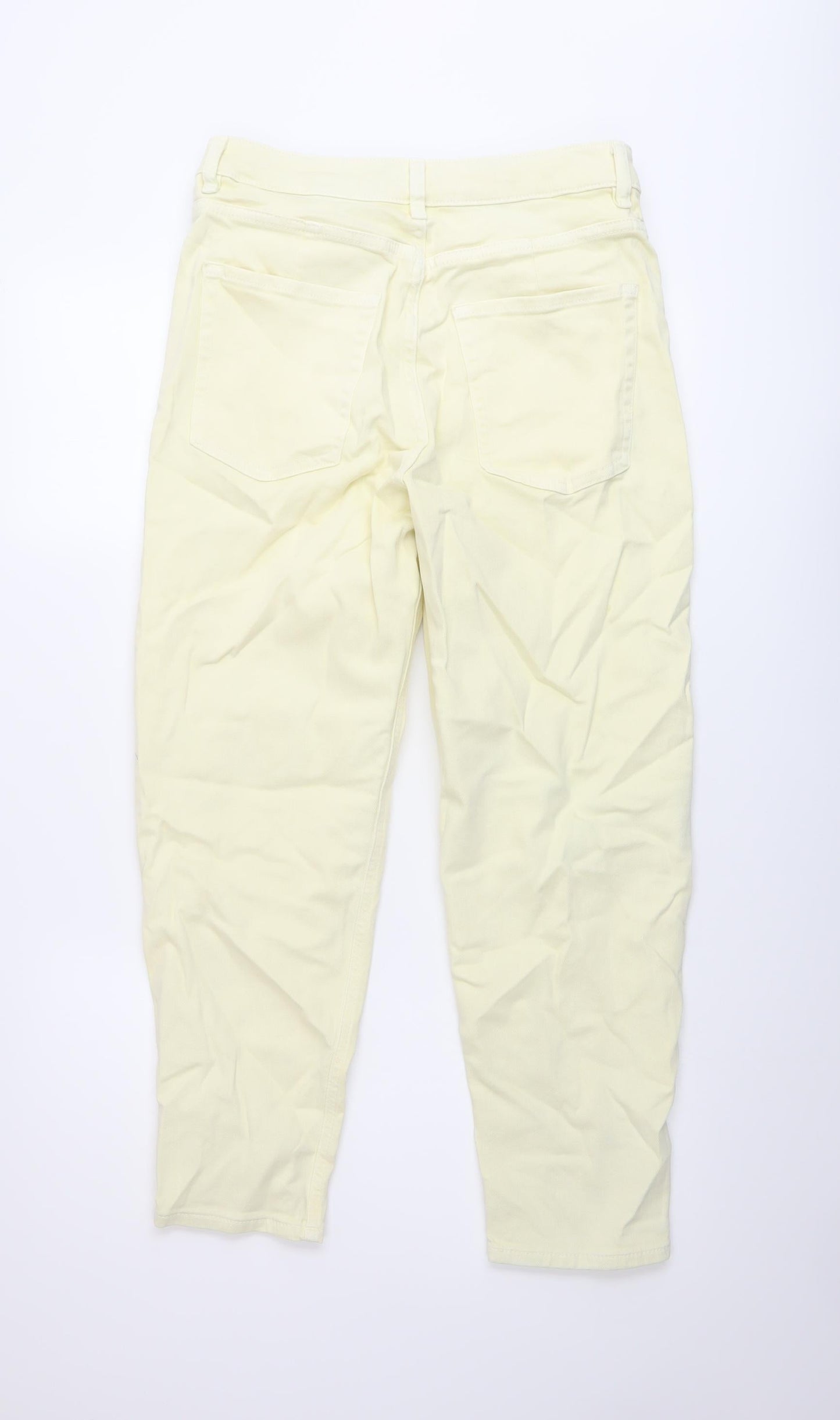 Marks and Spencer Womens Yellow Cotton Mom Jeans Size 10 L25 in Regular Button