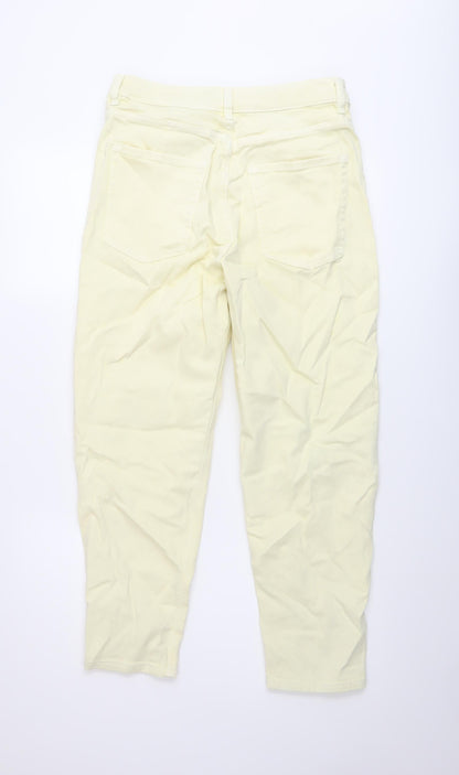 Marks and Spencer Womens Yellow Cotton Mom Jeans Size 10 L25 in Regular Button