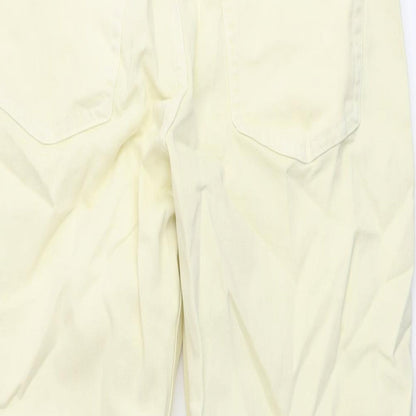 Marks and Spencer Womens Yellow Cotton Mom Jeans Size 10 L25 in Regular Button