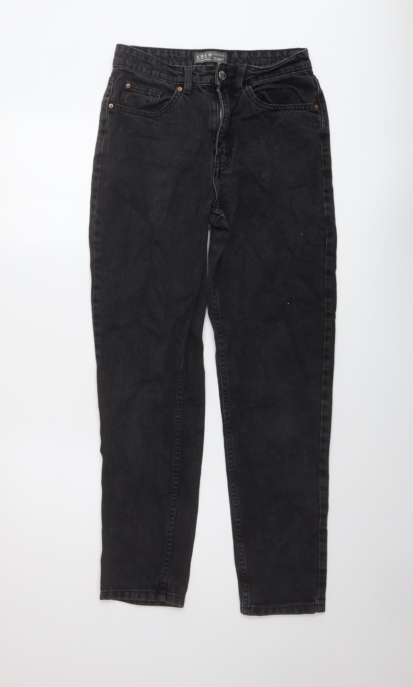 Denim & Co. Womens Grey Cotton Mom Jeans Size 8 L28 in Regular Button