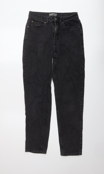 Denim & Co. Womens Grey Cotton Mom Jeans Size 8 L28 in Regular Button