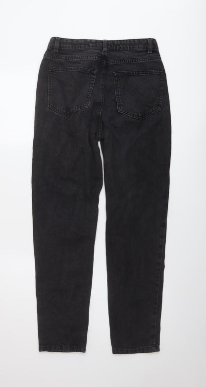 Denim & Co. Womens Grey Cotton Mom Jeans Size 8 L28 in Regular Button