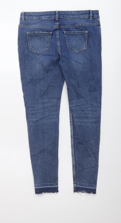 Marks and Spencer Girls Blue Cotton Skinny Jeans Size 11-12 Years Regular Button
