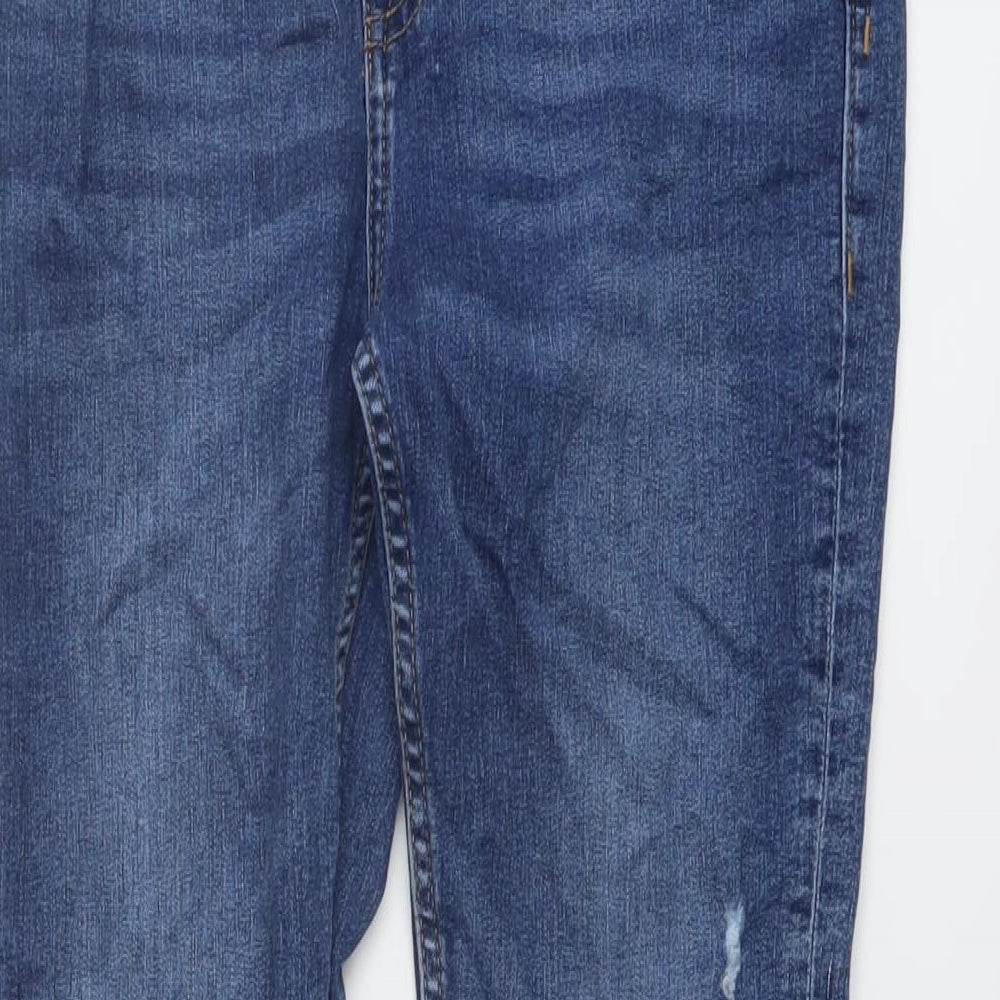 Marks and Spencer Girls Blue Cotton Skinny Jeans Size 11-12 Years Regular Button