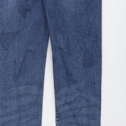Marks and Spencer Girls Blue Cotton Skinny Jeans Size 11-12 Years Regular Button