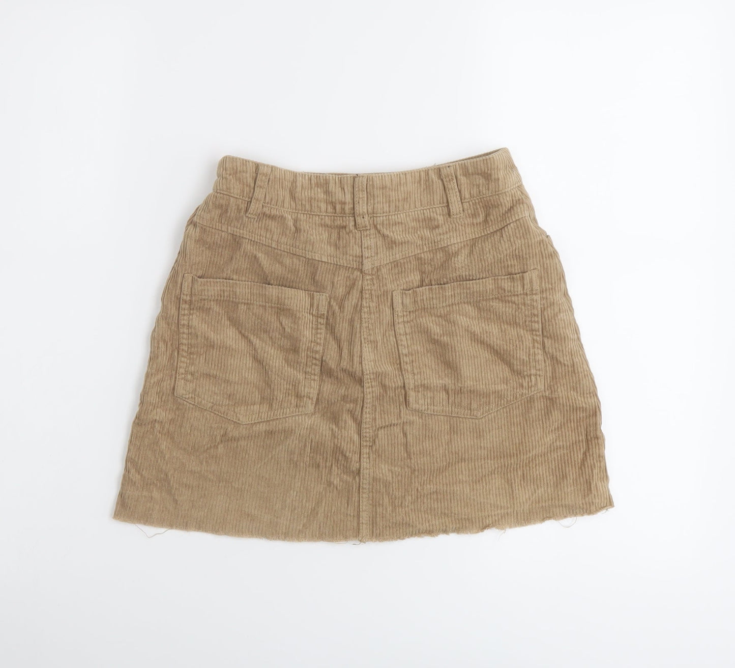 Bershka Womens Beige Cotton Mini Skirt Size XS Button