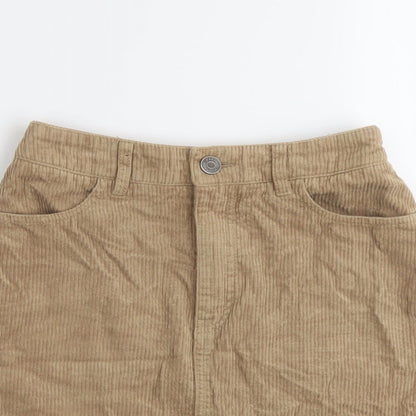 Bershka Womens Beige Cotton Mini Skirt Size XS Button
