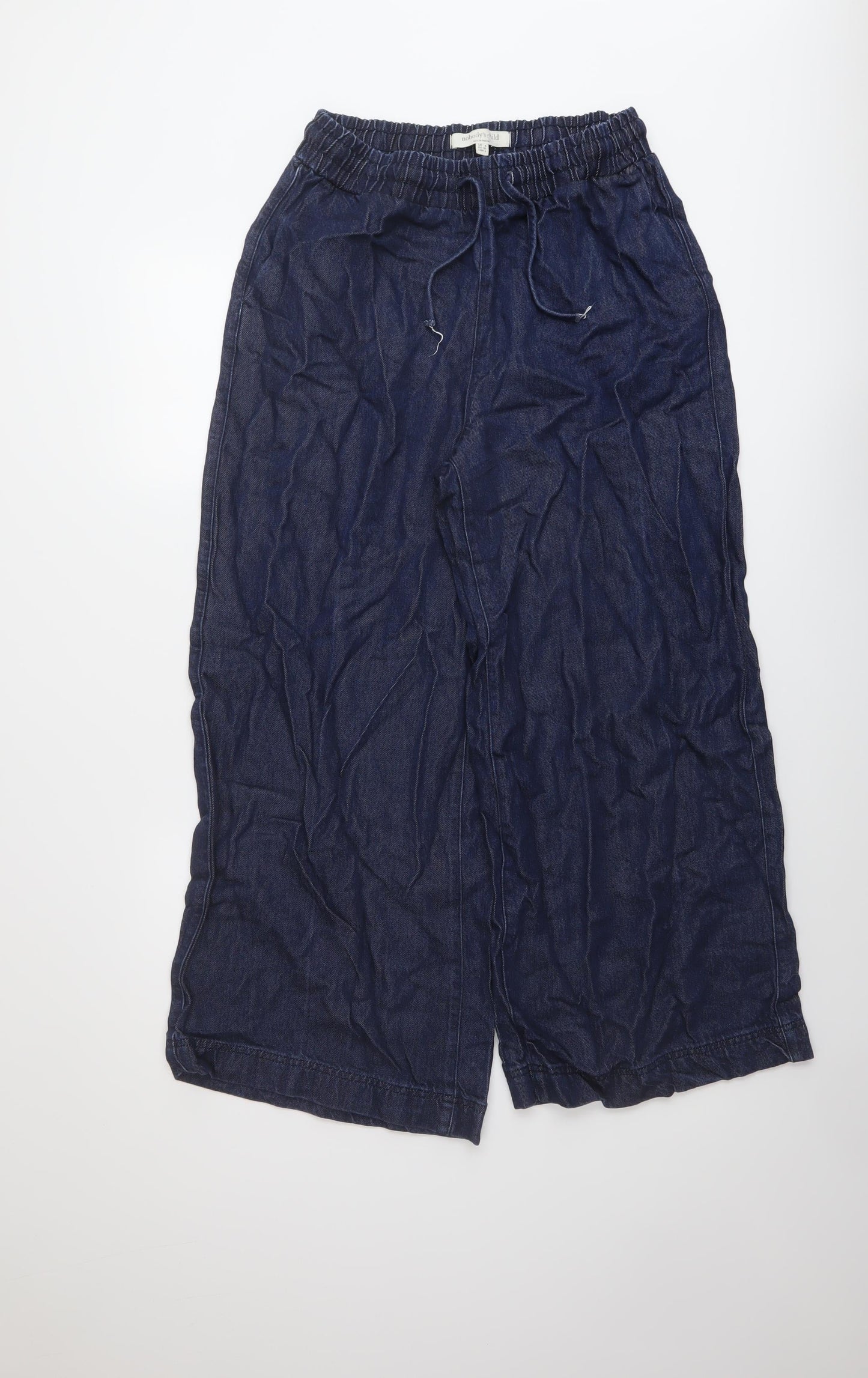 nobody's child Womens Blue Lyocell Trousers Size 8 L26 in Regular Drawstring