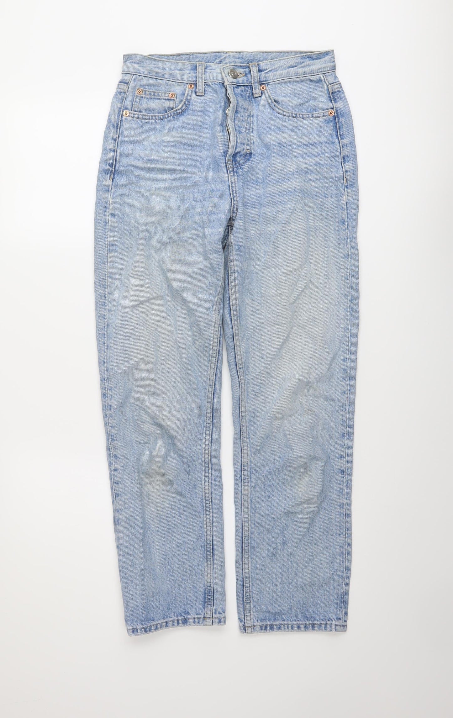 Topshop Womens Blue Cotton Mom Jeans Size 25 in L26 in Regular Button