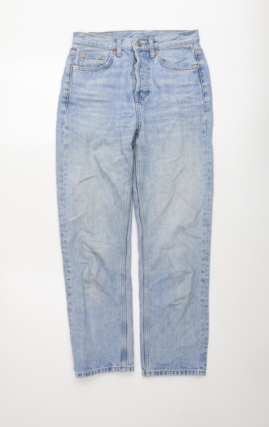 Topshop Womens Blue Cotton Mom Jeans Size 25 in L26 in Regular Button