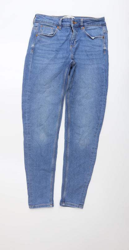 Zara Womens Blue Cotton Skinny Jeans Size 8 L27 in Regular Button