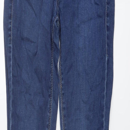 Topshop Womens Blue Cotton Skinny Jeans Size 28 L28 in Regular Button