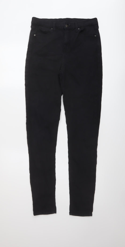 Topshop Womens Black Cotton Skinny Jeans Size 30 in L31 in Regular Button