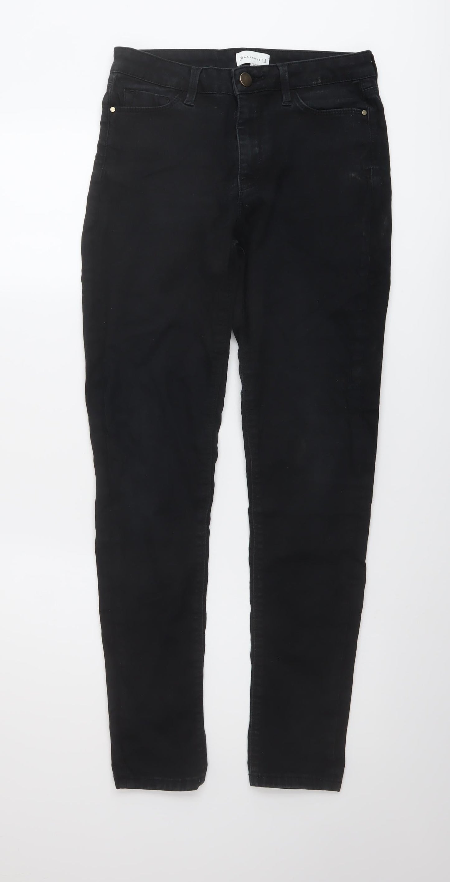 Womens UK Size 10 Warehouse Regular Fit Skinny Black Jeans
