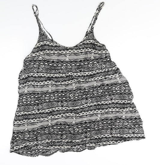 Divided by H&M Womens Black Geometric Polyester A-Line Size 12 Scoop Neck Pullover