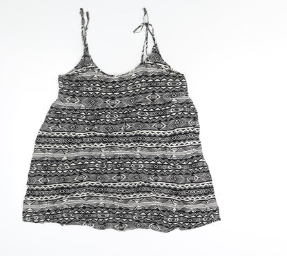 Divided by H&M Womens Black Geometric Polyester A-Line Size 12 Scoop Neck Pullover