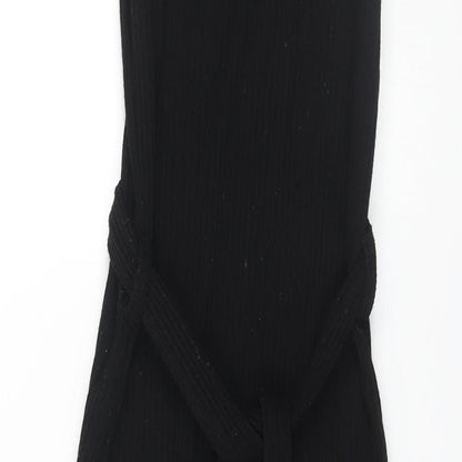Topshop Womens Black Polyester Tank Dress Size 10 Scoop Neck Pullover - Belted
