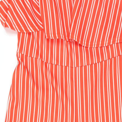 QED London Womens Red Striped Polyester Jumpsuit One-Piece Size 14 L22 in Pullover - Frill
