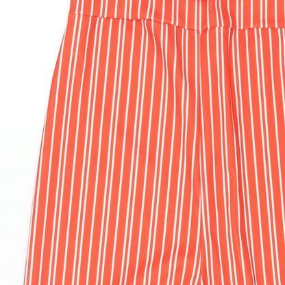 QED London Womens Red Striped Polyester Jumpsuit One-Piece Size 14 L22 in Pullover - Frill