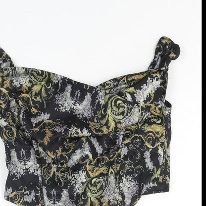 Womens UK Size 8 PRETTYLITTLETHING Black Cropped Blouse