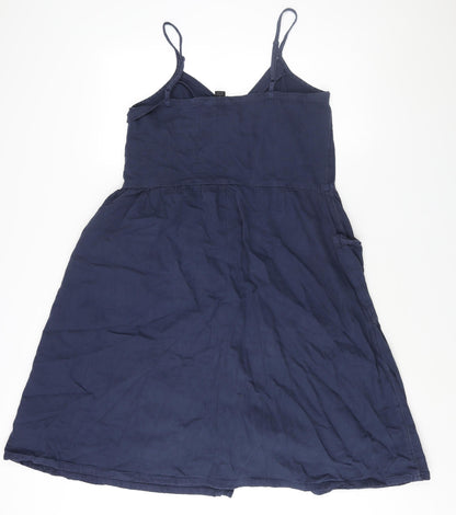 Monki Womens Black Cotton A-Line Size 12 V-Neck Button