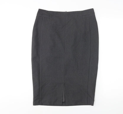 Marks and Spencer Womens Grey Polyester Straight & Pencil Skirt Size 12 Zip