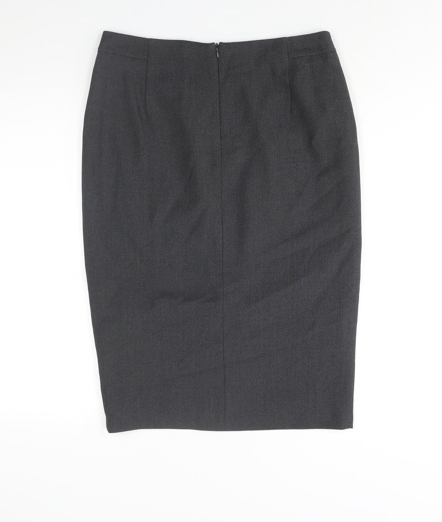 Marks and Spencer Womens Grey Polyester Straight & Pencil Skirt Size 12 Zip