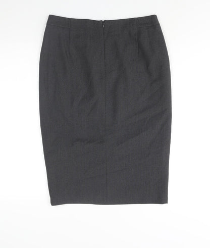 Marks and Spencer Womens Grey Polyester Straight & Pencil Skirt Size 12 Zip