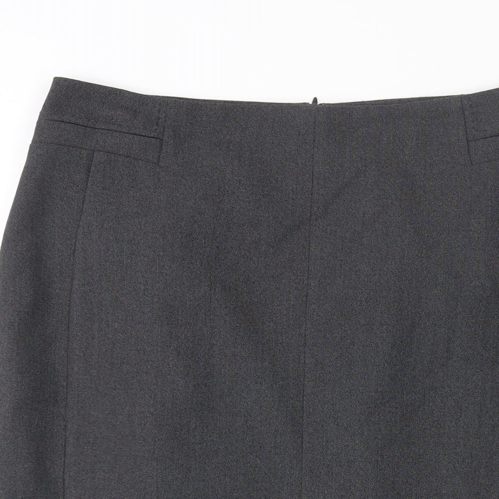 Marks and Spencer Womens Grey Polyester Straight & Pencil Skirt Size 12 Zip