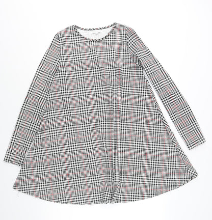 Glamorous Womens Black Houndstooth Polyester A-Line Size 12 Round Neck Pullover