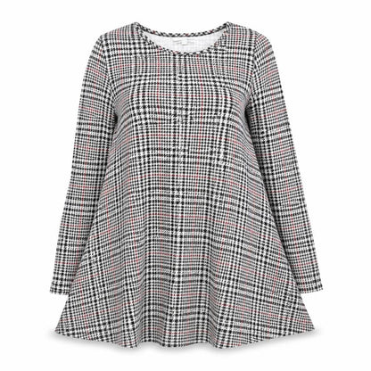 Glamorous Womens Black Houndstooth Polyester A-Line Size 12 Round Neck Pullover