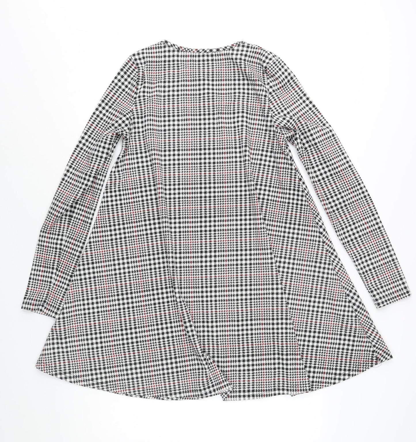 Glamorous Womens Black Houndstooth Polyester A-Line Size 12 Round Neck Pullover