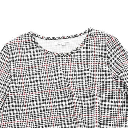 Glamorous Womens Black Houndstooth Polyester A-Line Size 12 Round Neck Pullover