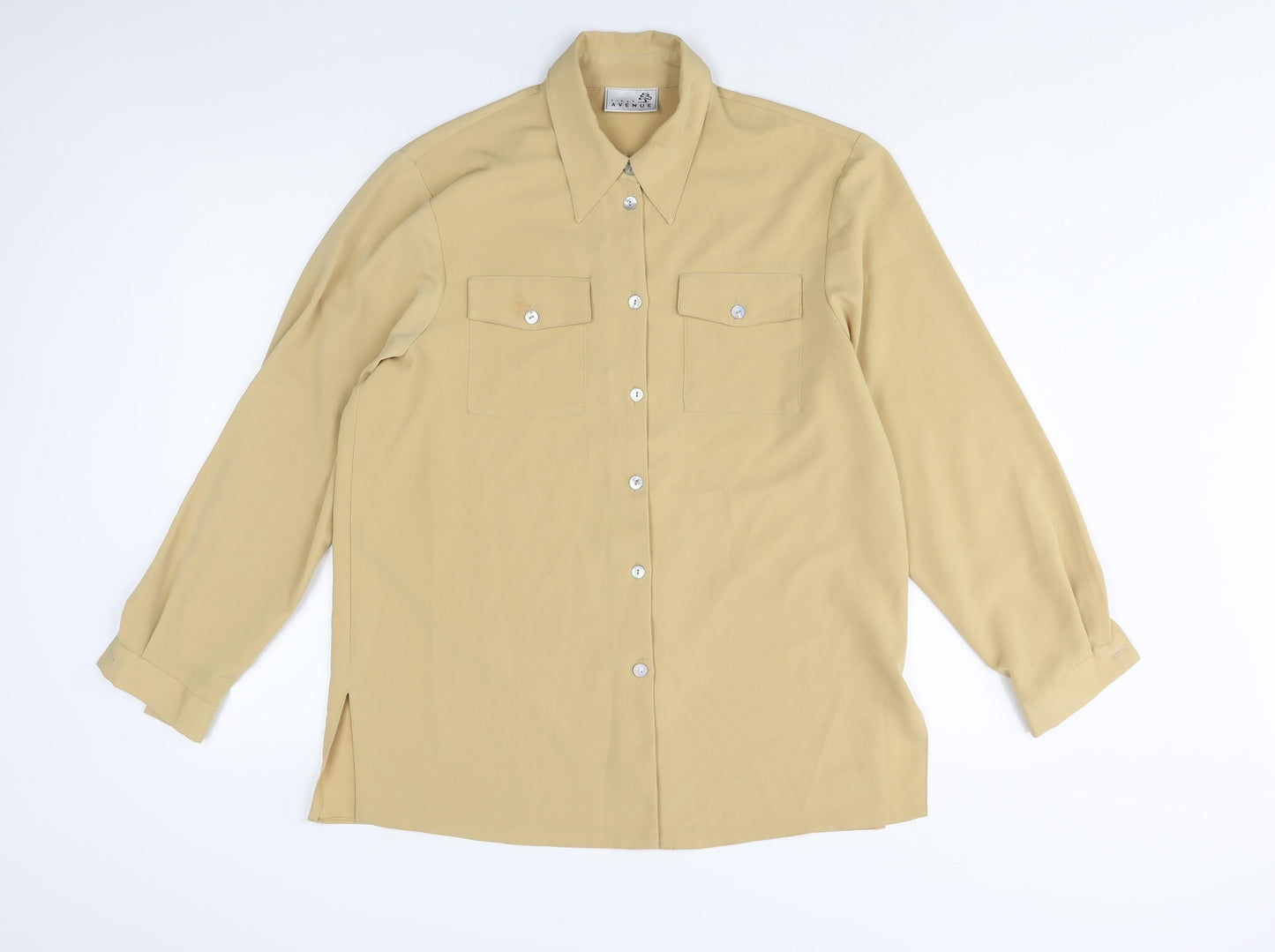 Womens UK Size 14 First Avenue Yellow Basic Button-Up
